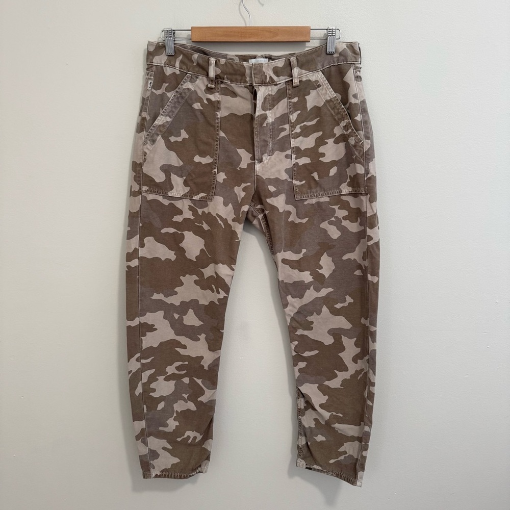 Citizens Of Humanity Tan & Cream Camouflage Ankle Pants
